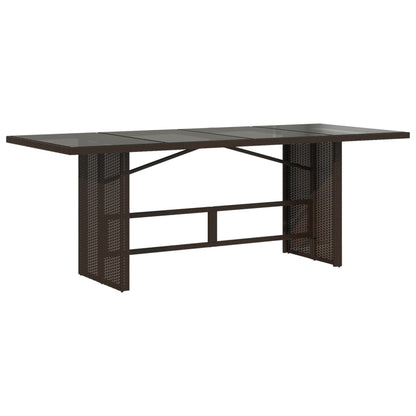 vidaXL Garden Table | Brown | Poly Rattan, Powder-Coated Steel, Tempered Glass