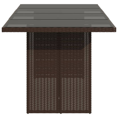 vidaXL Garden Table | Brown | Poly Rattan, Powder-Coated Steel, Tempered Glass