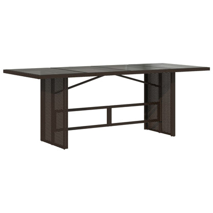 vidaXL Garden Table | Brown | Poly Rattan, Powder-Coated Steel, Tempered Glass