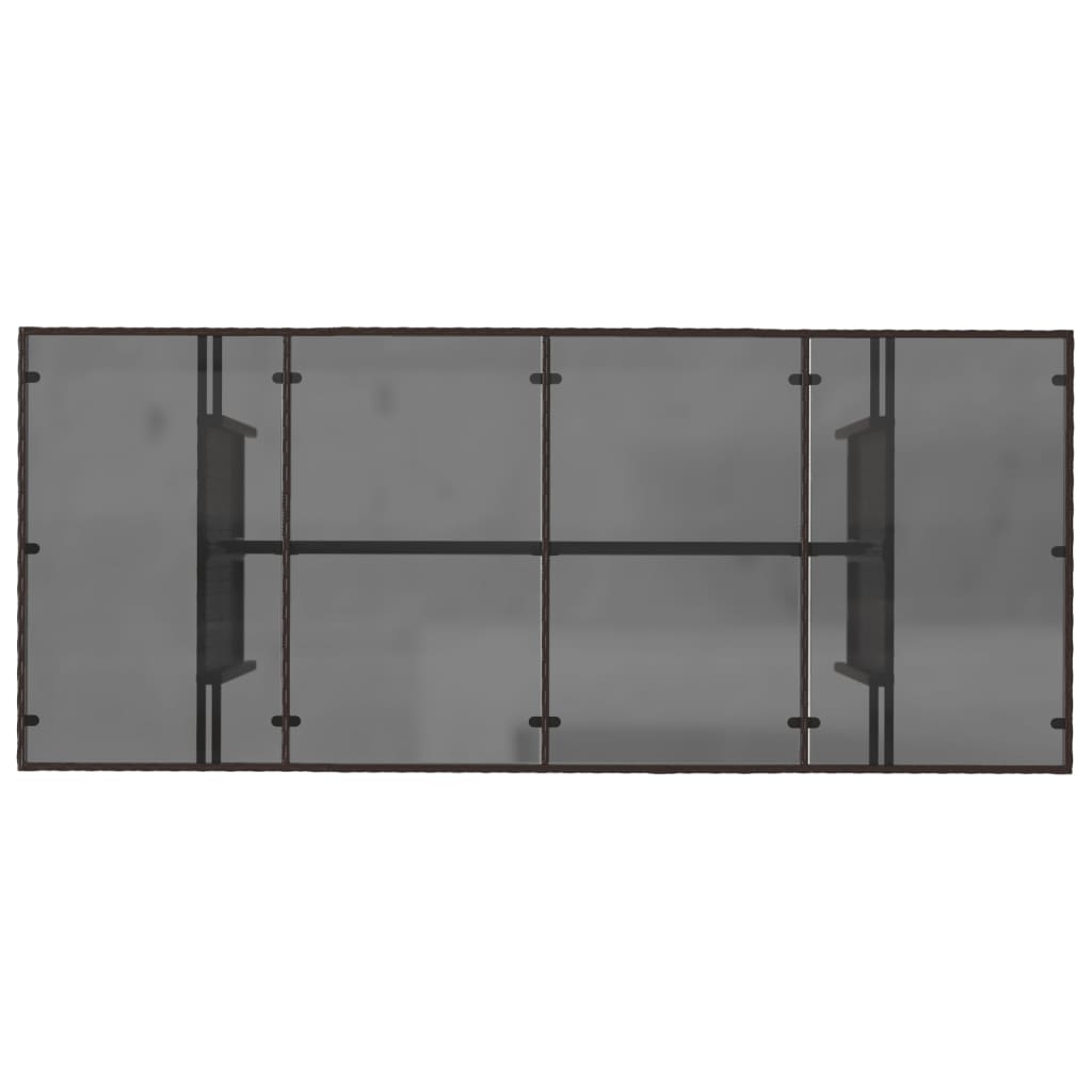 vidaXL Garden Table | Brown | Poly Rattan, Powder-Coated Steel, Tempered Glass