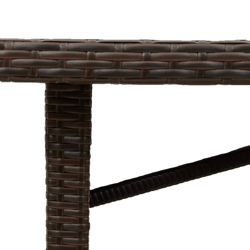 vidaXL Garden Table | Brown | Poly Rattan, Powder-Coated Steel, Tempered Glass