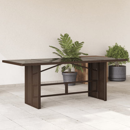 vidaXL Garden Table | Brown | Poly Rattan, Powder-Coated Steel, Tempered Glass