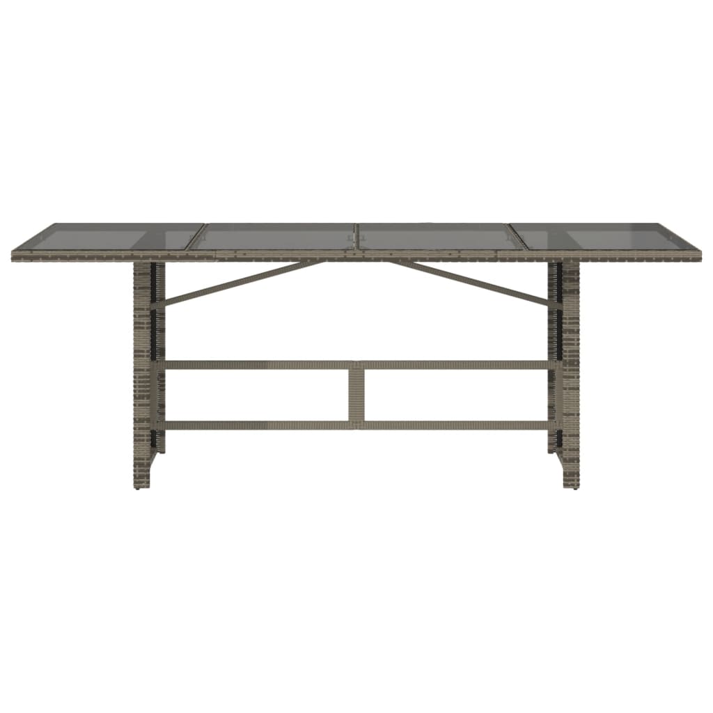 vidaXL Garden Table with Glass Top Grey 190x80x75 cm Poly Rattan
