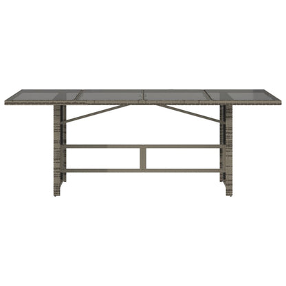 vidaXL Garden Table with Glass Top Grey 190x80x75 cm Poly Rattan