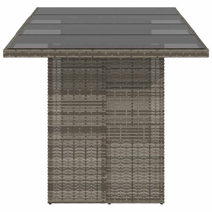 vidaXL Garden Table with Glass Top Grey 190x80x75 cm Poly Rattan