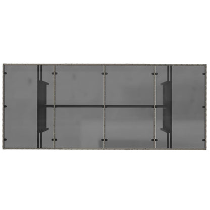 vidaXL Garden Table with Glass Top Grey 190x80x75 cm Poly Rattan