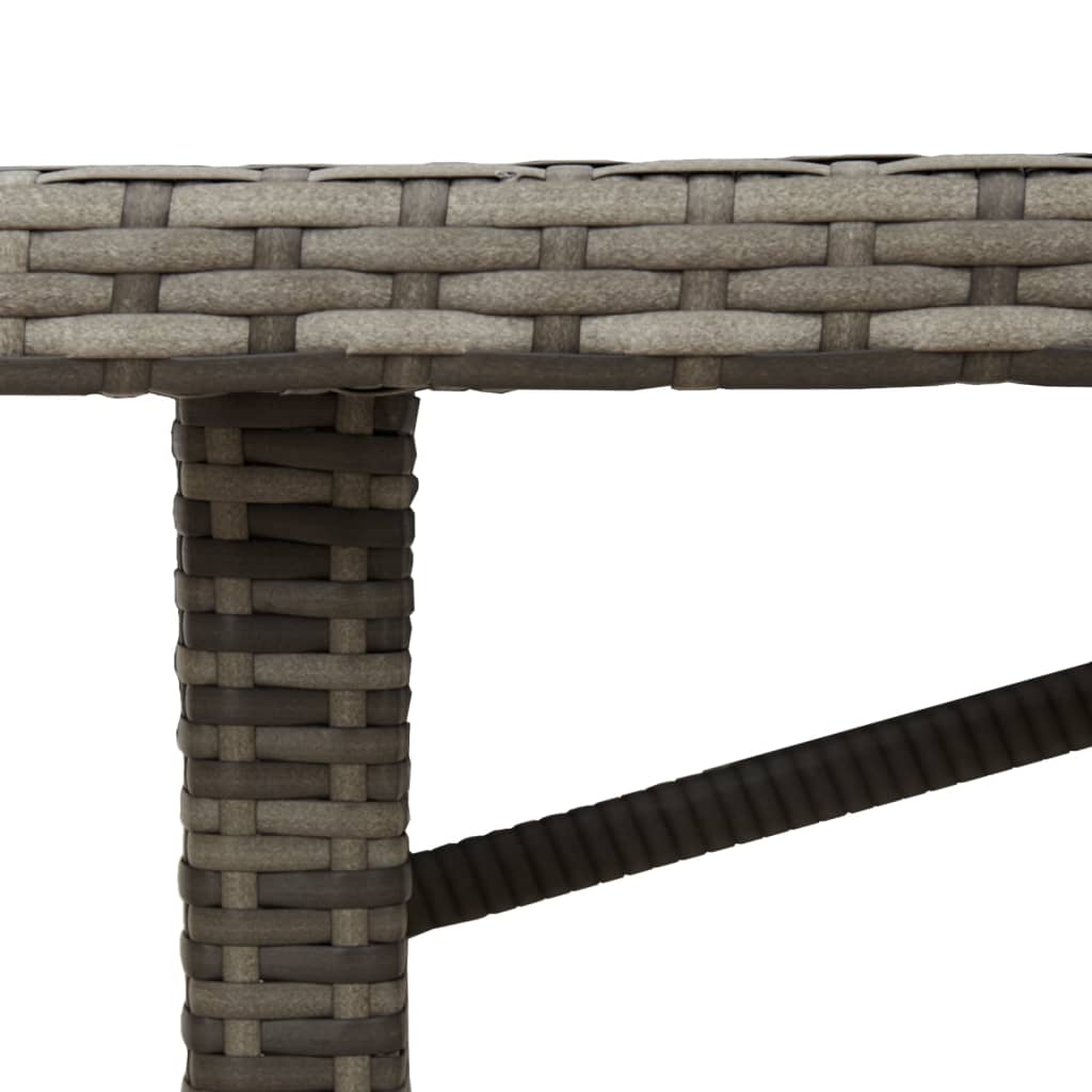 vidaXL Garden Table with Glass Top Grey 190x80x75 cm Poly Rattan