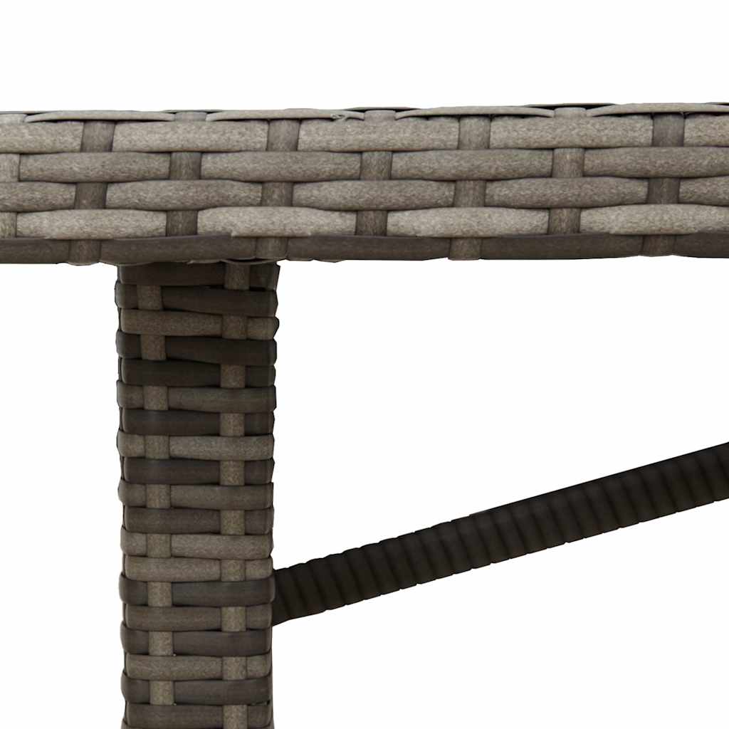 vidaXL Garden Table with Glass Top Grey 190x80x75 cm Poly Rattan
