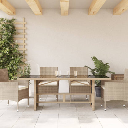 vidaXL Garden Table | Beige | PE rattan | 190 cm long, 80 cm wide, 75 cm high