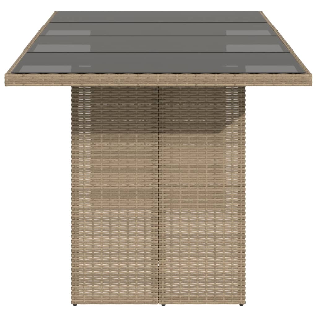 vidaXL Garden Table | Beige | PE rattan | 190 cm long, 80 cm wide, 75 cm high