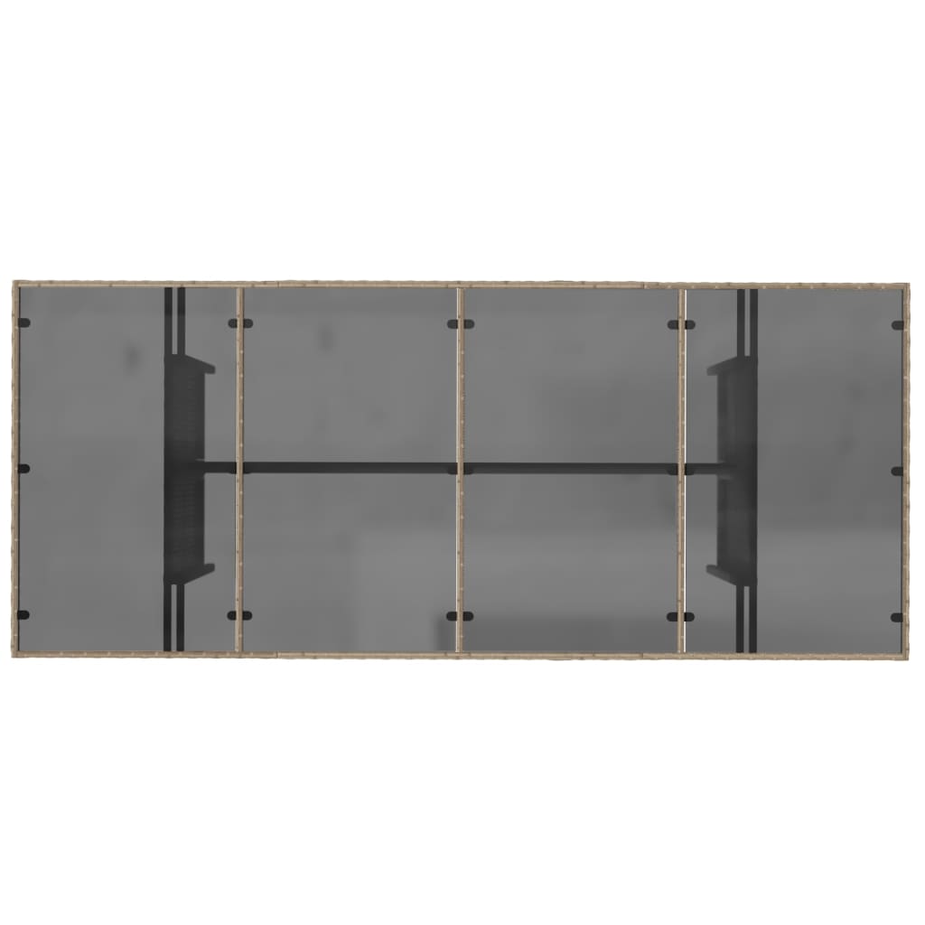 vidaXL Garden Table | Beige | PE rattan | 190 cm long, 80 cm wide, 75 cm high