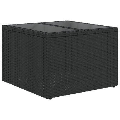 vidaXL Garden Table | Black | PE Rattan, Powder-Coated Steel, Tempered Glass