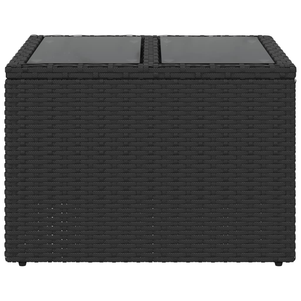 vidaXL Garden Table | Black | PE Rattan, Powder-Coated Steel, Tempered Glass