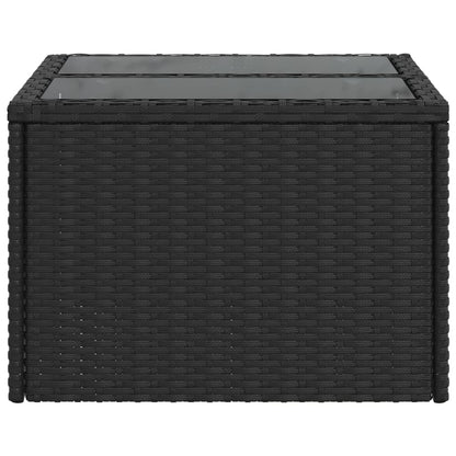 vidaXL Garden Table | Black | PE Rattan, Powder-Coated Steel, Tempered Glass