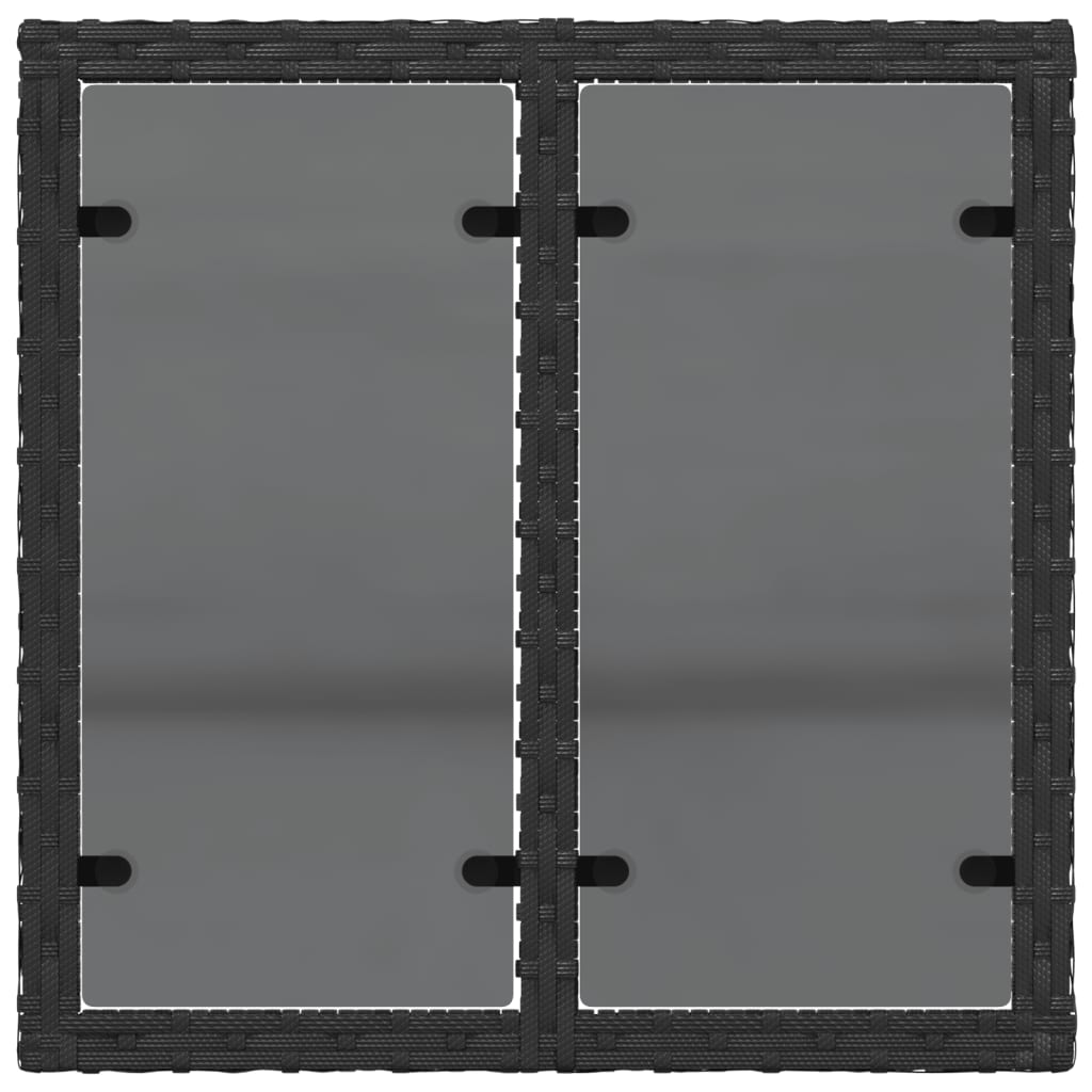 vidaXL Garden Table | Black | PE Rattan, Powder-Coated Steel, Tempered Glass