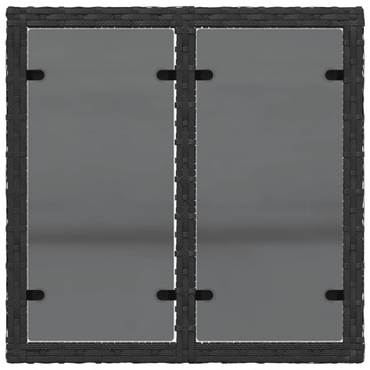 vidaXL Garden Table | Black | PE Rattan, Powder-Coated Steel, Tempered Glass
