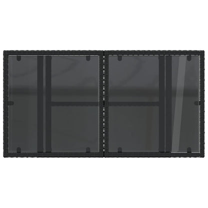 vidaXL Garden Table with Glass Top Black 100x55x73 cm Poly Rattan
