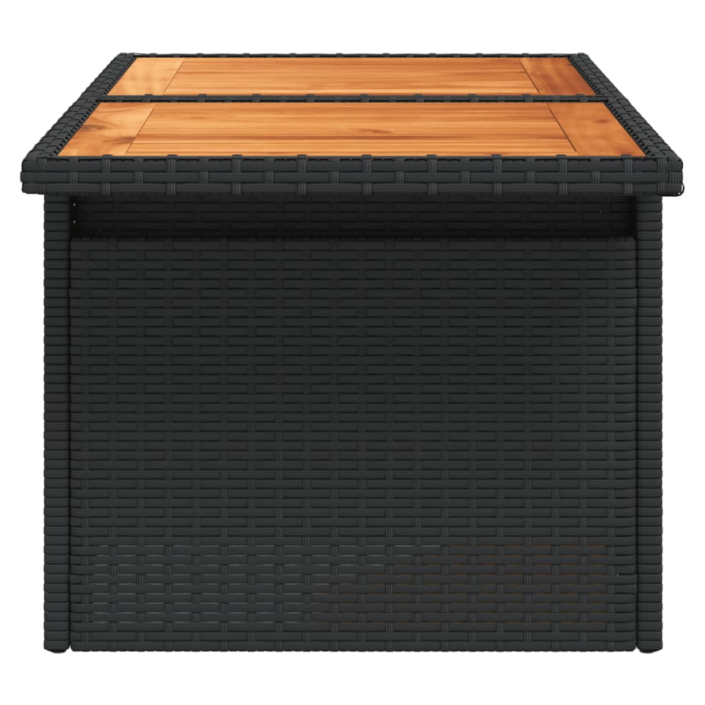 vidaXL Garden Table Black 100x55x73 cm Poly Rattan and Acacia Wood
