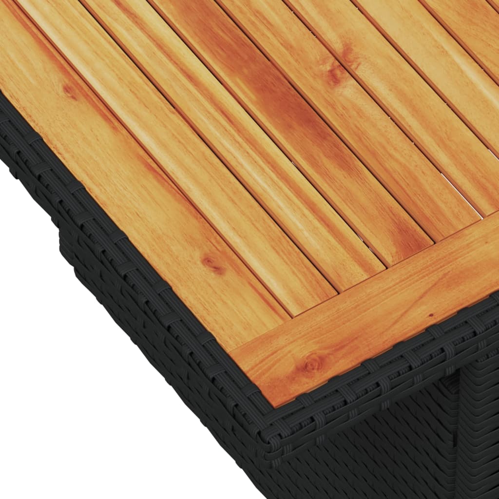 vidaXL Garden Table Black 100x55x73 cm Poly Rattan and Acacia Wood