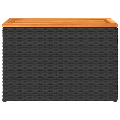 vidaXL Garden Side Tables 2pcs Black 55x34x37cm Poly Rattan Solid Wood