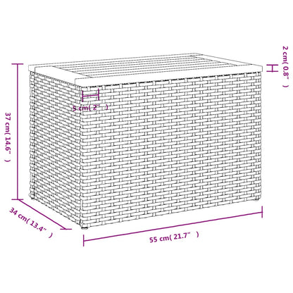 vidaXL Garden Side Tables 2pcs Black 55x34x37cm Poly Rattan Solid Wood