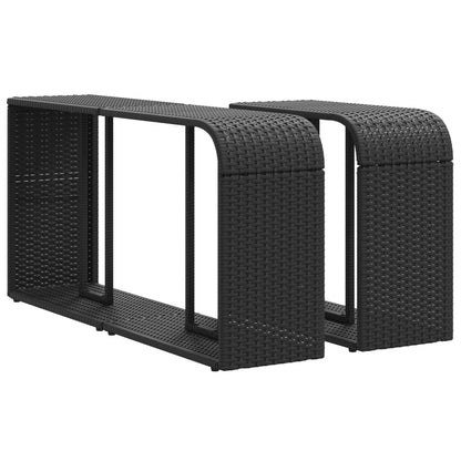 vidaXL Storage Shelf | Black | PE rattan, powder-coated steel | 112 x 27 x 55 cm