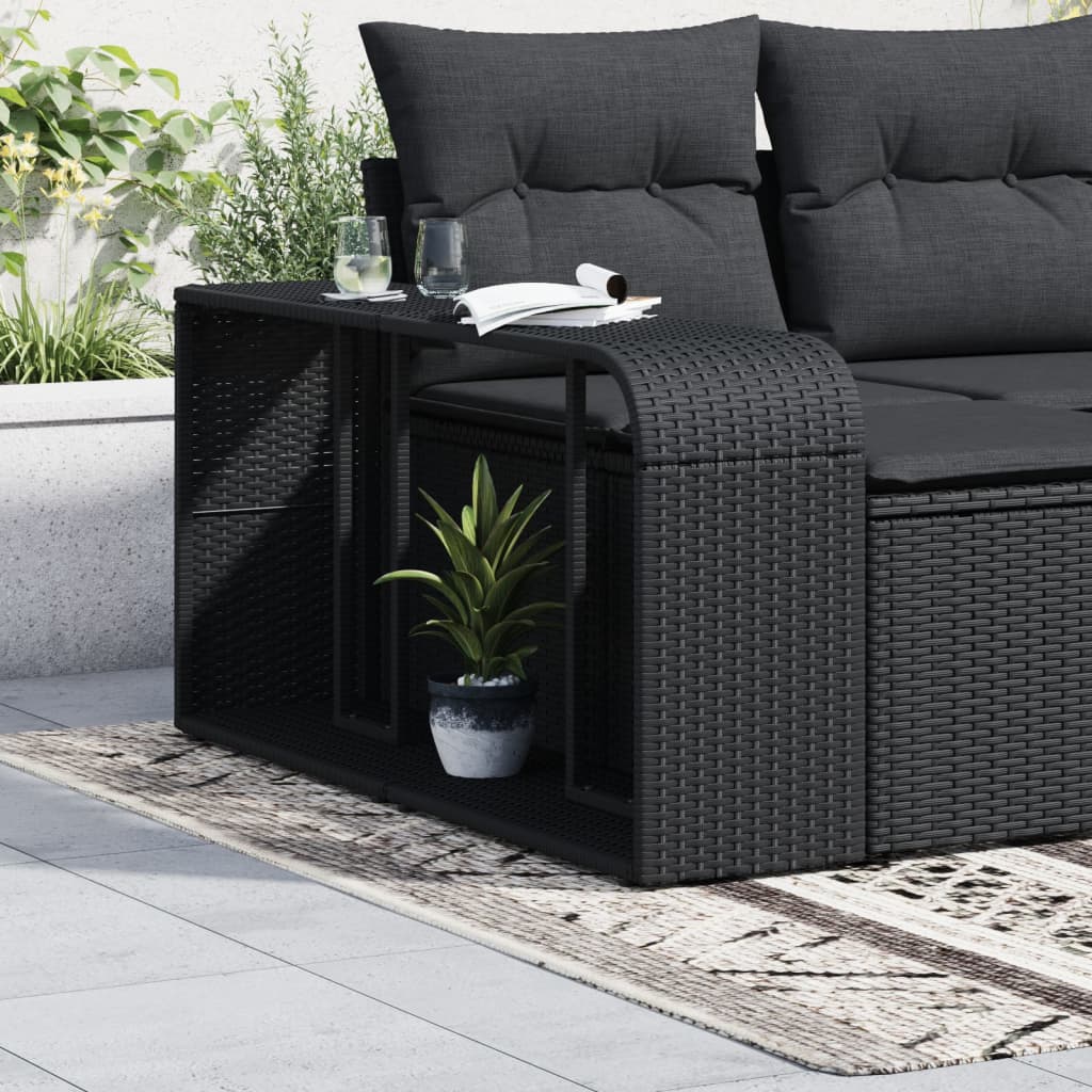 vidaXL Storage Shelf | Black | PE rattan, powder-coated steel | 112 x 27 x 55 cm