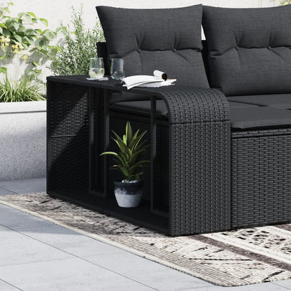 vidaXL Storage Shelf | Black | PE rattan, powder-coated steel | 112 x 27 x 55 cm