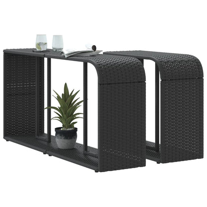 vidaXL Storage Shelf | Black | PE rattan, powder-coated steel | 112 x 27 x 55 cm