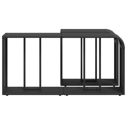 vidaXL Storage Shelf | Black | PE rattan, powder-coated steel | 112 x 27 x 55 cm