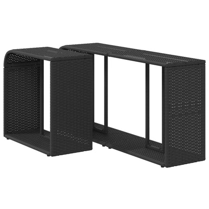 vidaXL Storage Shelf | Black | PE rattan, powder-coated steel | 112 x 27 x 55 cm