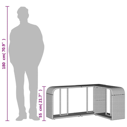 vidaXL Storage Shelf | Black | PE rattan, powder-coated steel | 112 x 27 x 55 cm