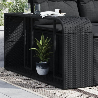 vidaXL Storage Shelf | Black | PE rattan, powder-coated steel | 112 x 27 x 55 cm