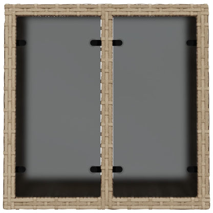 vidaXL Garden Table with Glass Top Beige 55x55x37 cm Poly Rattan