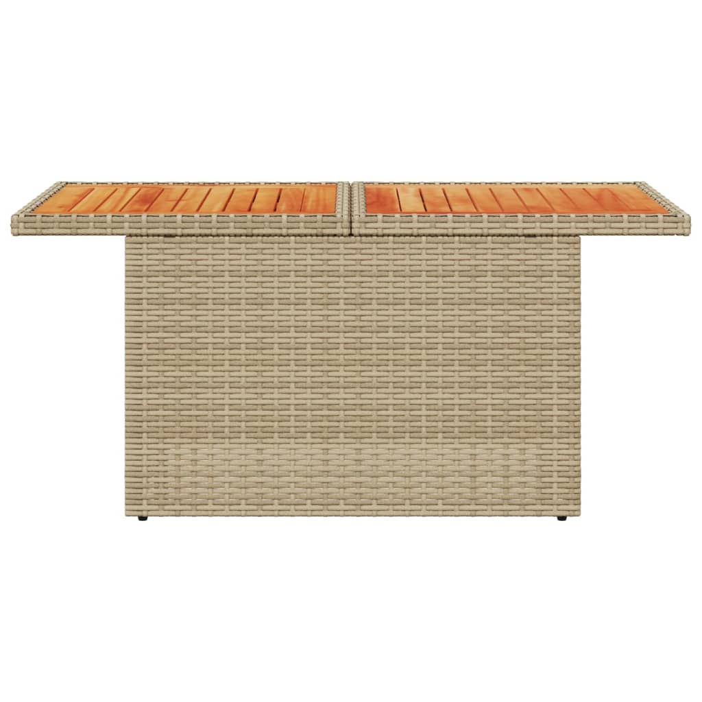 vidaXL Garden Table Beige 100x55x73 cm Poly Rattan and Acacia Wood