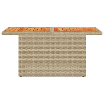 vidaXL Garden Table Beige 100x55x73 cm Poly Rattan and Acacia Wood