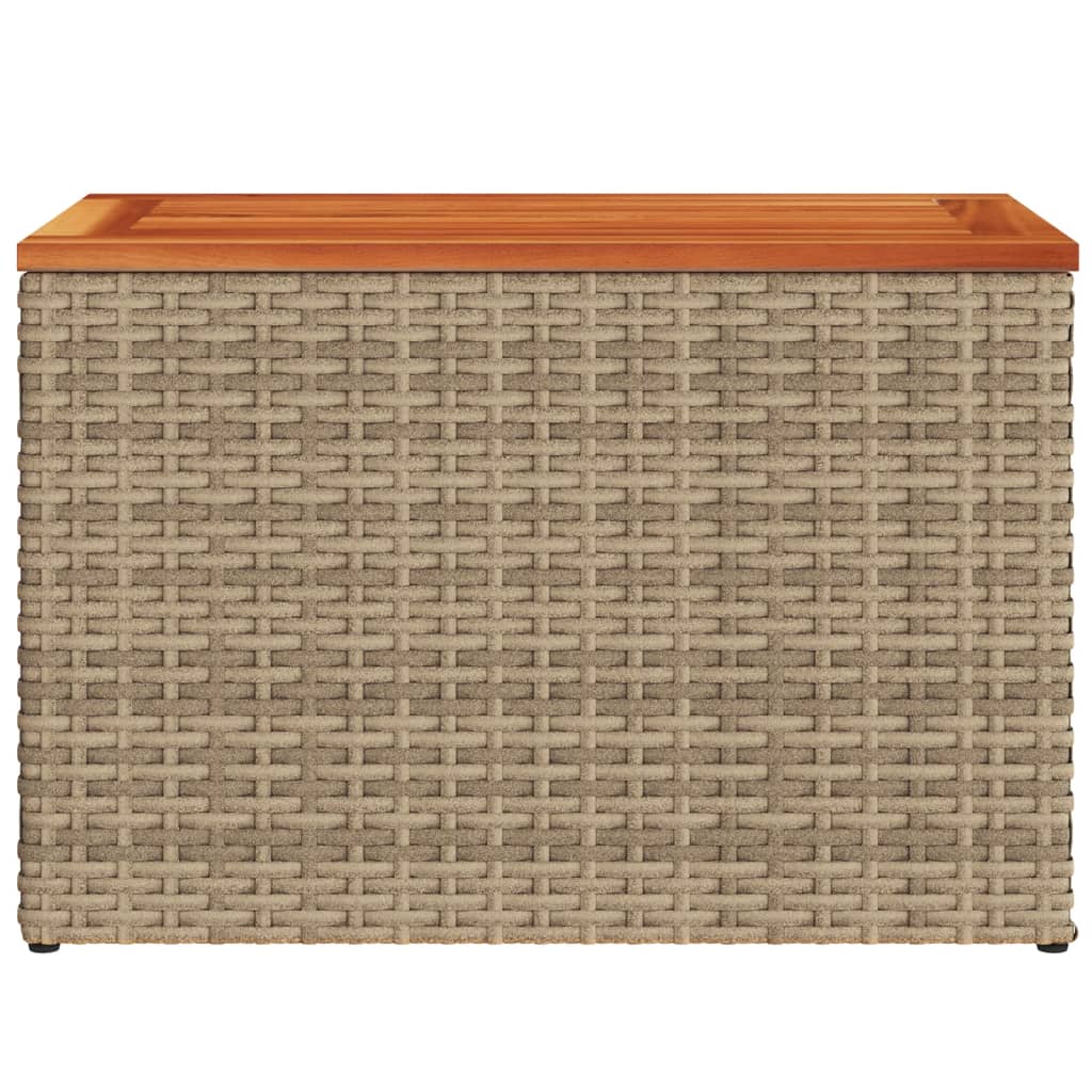 vidaXL Garden Side Tables 2pcs Beige 55x34x37cm Poly Rattan Solid Wood