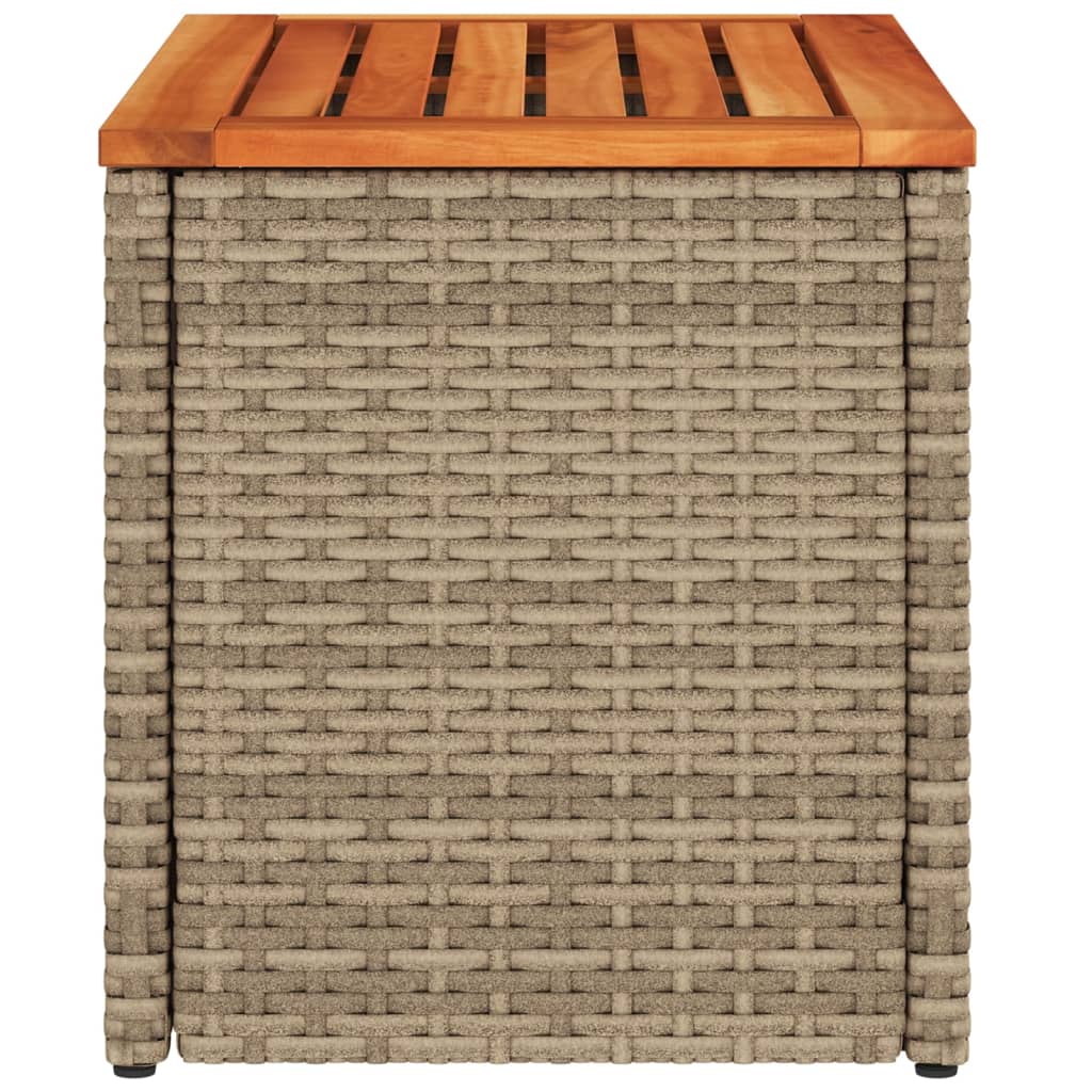 vidaXL Garden Side Tables 2pcs Beige 55x34x37cm Poly Rattan Solid Wood