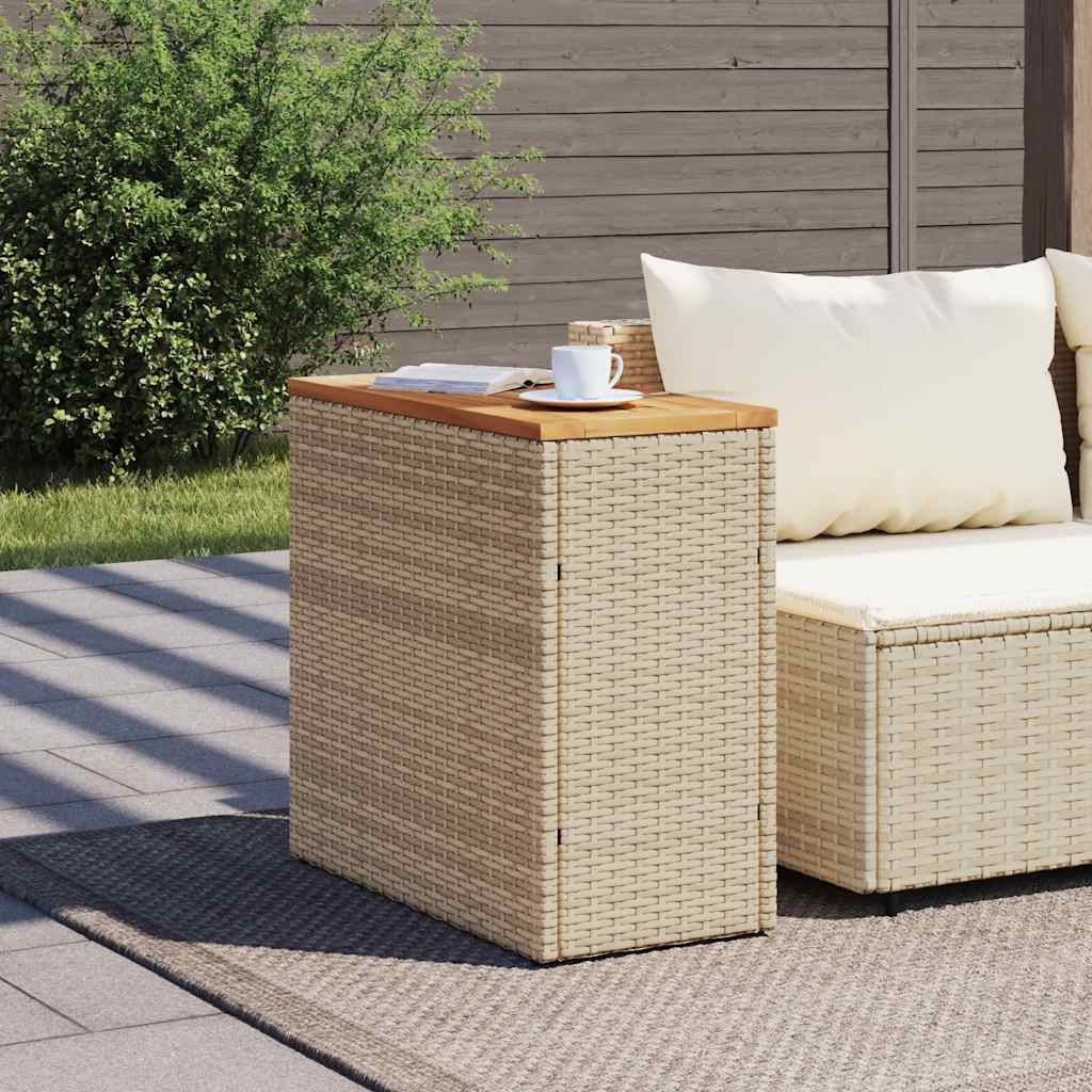 vidaXL Garden Side Table with Wooden Top Beige 58x27.5x55 cm