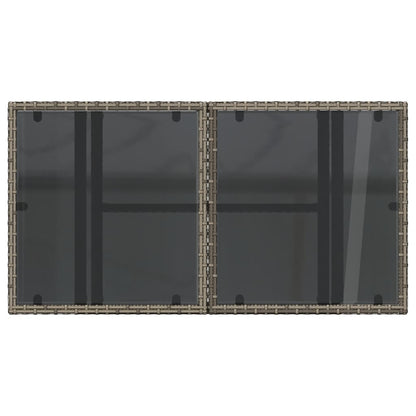 vidaXL Garden Table with Glass Top Grey 100x55x73 cm Poly Rattan