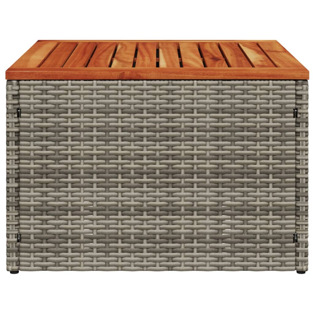 vidaXL Garden Table Grey 55x55x37 cm Poly Rattan and Acacia Wood