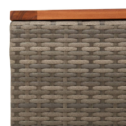 vidaXL Garden Table Grey 55x55x37 cm Poly Rattan and Acacia Wood
