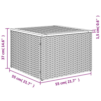 vidaXL Garden Table Grey 55x55x37 cm Poly Rattan and Acacia Wood