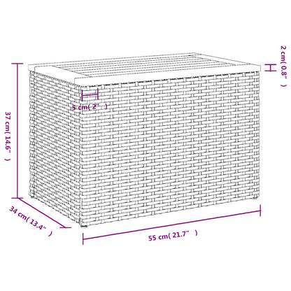 vidaXL Garden Side Tables 2pcs Grey 55x34x37cm Poly Rattan Solid Wood