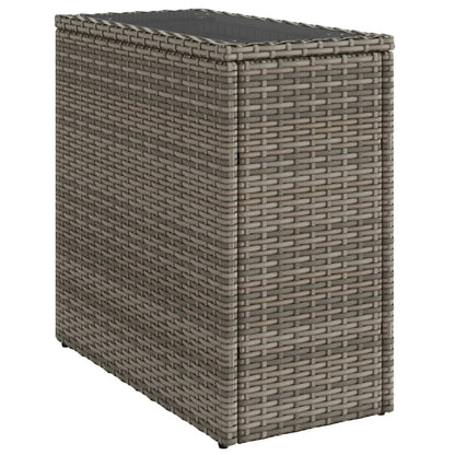 vidaXL Garden Side Table with Glass Top Grey 58x27,5x55 cm Poly Rattan