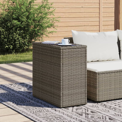 vidaXL Garden Side Table with Glass Top Grey 58x27,5x55 cm Poly Rattan