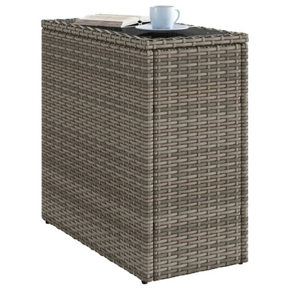 vidaXL Garden Side Table with Glass Top Grey 58x27,5x55 cm Poly Rattan