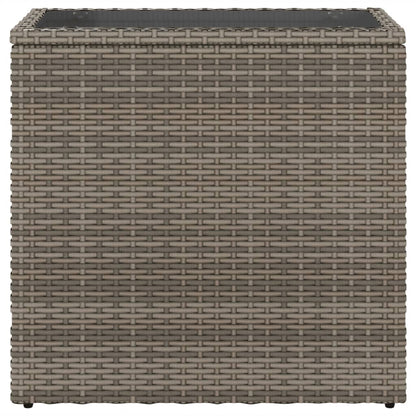 vidaXL Garden Side Table with Glass Top Grey 58x27.5x55 cm Poly Rattan