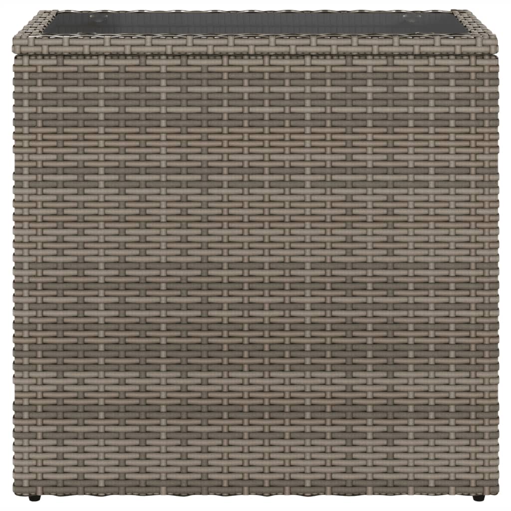 vidaXL Garden Side Table with Glass Top Grey 58x27,5x55 cm Poly Rattan