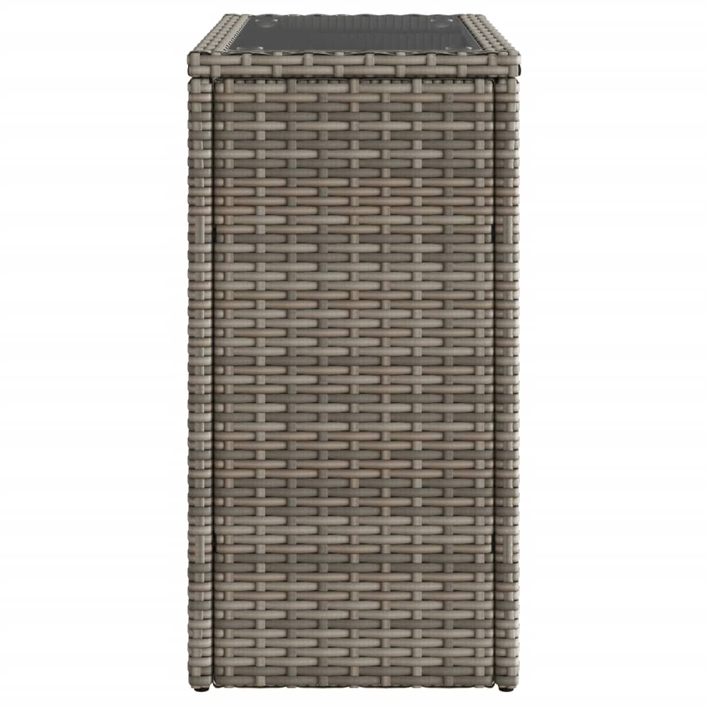 vidaXL Garden Side Table with Glass Top Grey 58x27,5x55 cm Poly Rattan